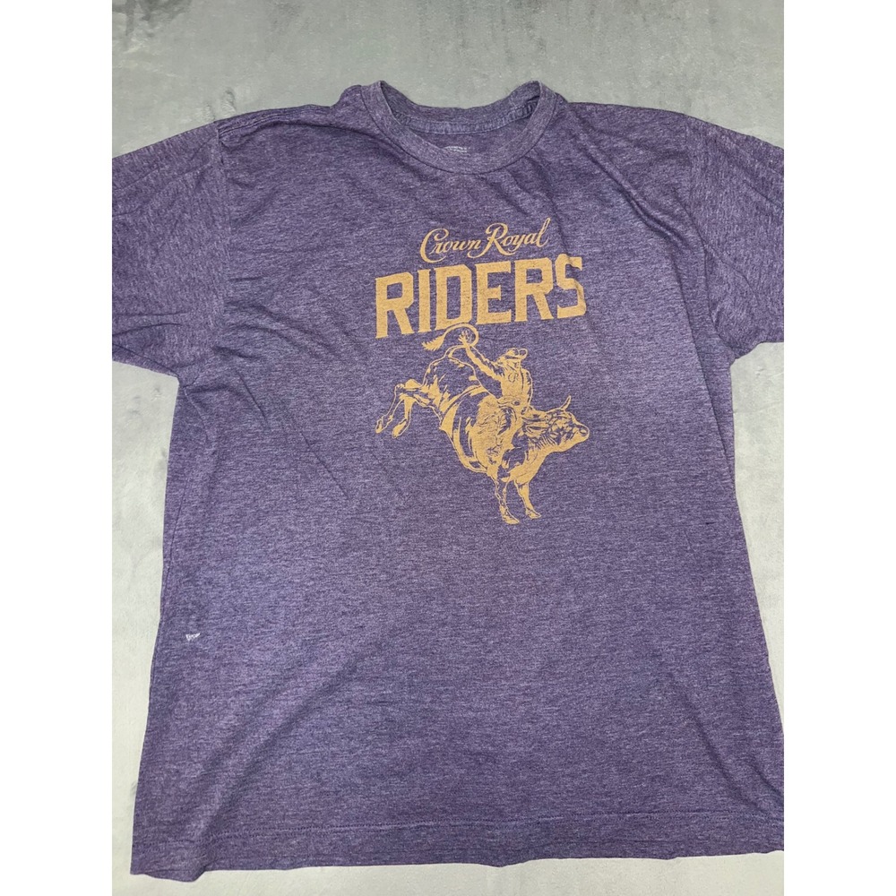 Crown Royal Riders Graphic T-Shirt Mens Large Purple Bull Rider Rodeo Tee